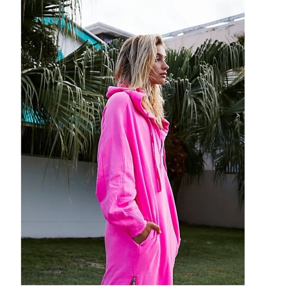 Free People Movement Spur of the Moment Solid Hoodie Dress Pink medium - Picture 2 of 13